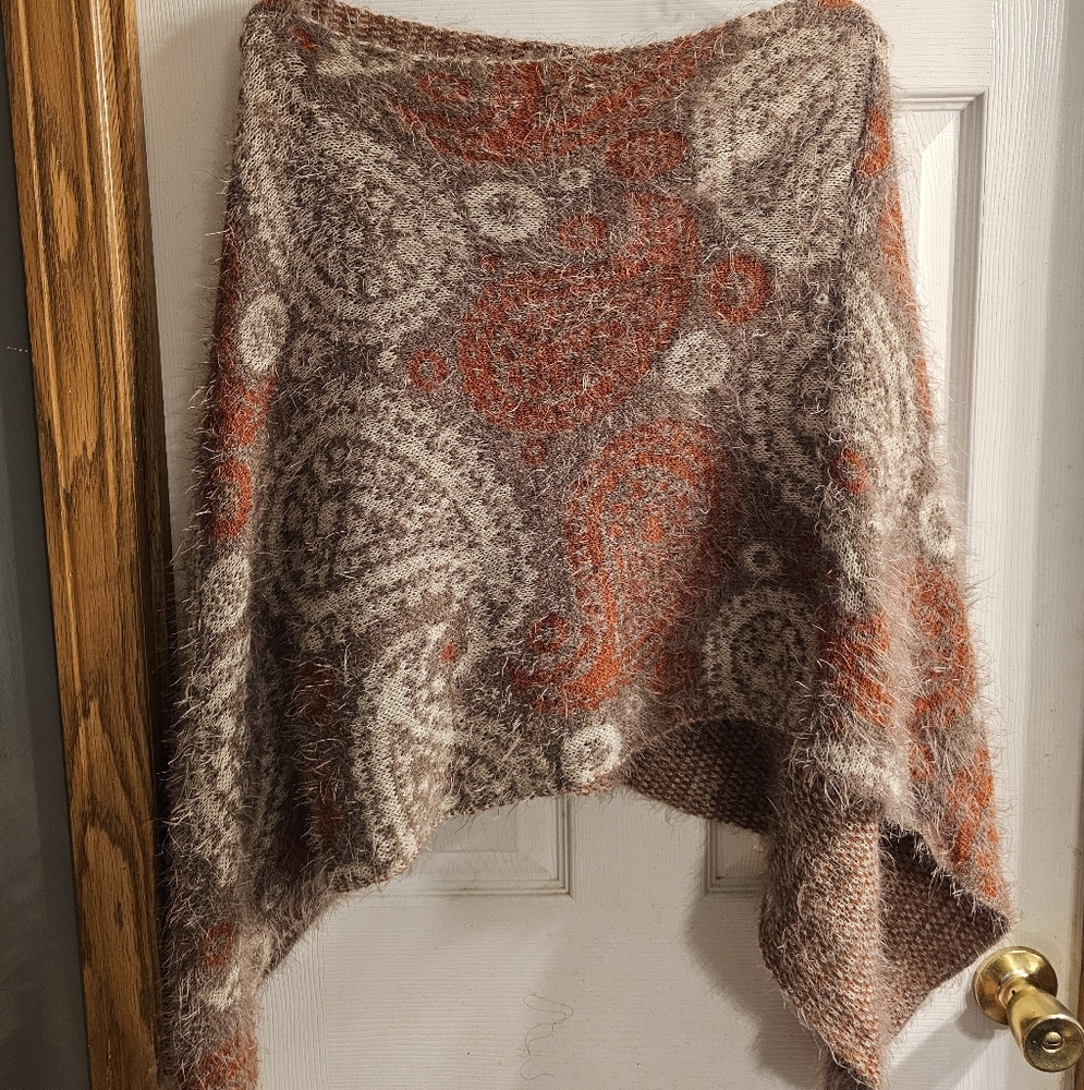 Source Unknown Brown and Orange Paisley Cape